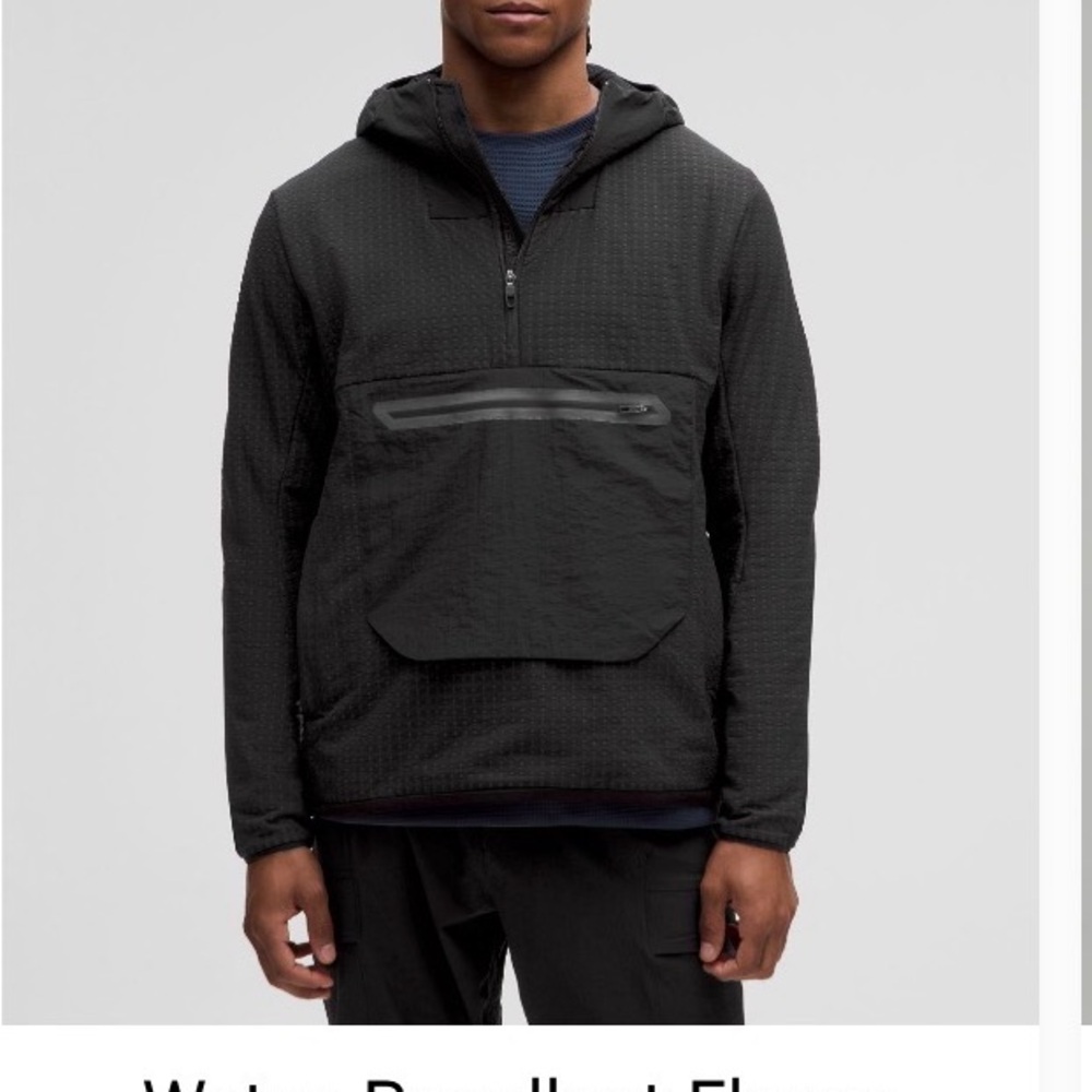 LululemonWater-Repellent Black Fleece Hiking Anorak